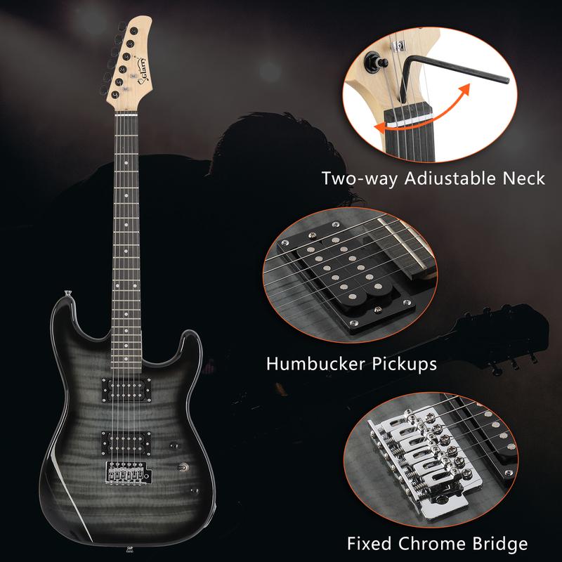 Electric Guitar Beginner Kit, Solid Body 39" Full Size Electric Guitar H-H Pick Up for Starter, with 20W Amp, Bag, Digital Tuner, Capo, Strap, String,Cable, Picks