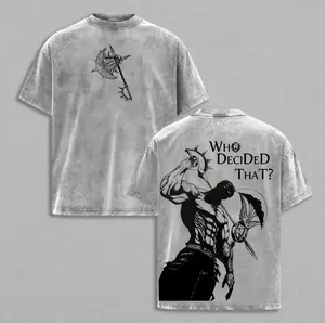 Seven Deadly Sins Escanor Oversized Tee - "Who Decided That" Pride Sin Retro Graphic Heavy Cotton Unisex Anime Streetwear Gift For Fans