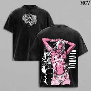 ToolHeaven Diavolo Washed T-Shirt – JoJo’s Bizarre Adventure Golden Wind King Crimson Stand Time Erase Anime Manga Graphic Double Printed Tee, Menswear Heavy Cotton Unisex Oversize Streetwear