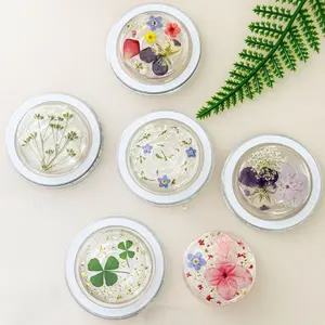 Handmade Pressed Flower Phone Grip Set (4PCS), Real Pansy, Daisy, Forget Me Not & Baby’s Breath Magnetic Folding Grip for Phone & Kindle