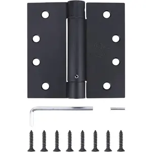 3 Pack - 4"x4" Residential Black Finish Reversible Self Closing Door Hinges - Squared Corners Auto Close Spring Hinge, Black Door Hinges