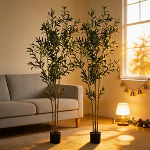 Valentine's Day Gift | Must-Grab for Ins Lovers 2-Piece 5Ft DLDA Faux Olive Tree Realistic Silk Leaves Solid Trunk Home Office Atmosphere Maker Low Effort High Style Zero Maintenance