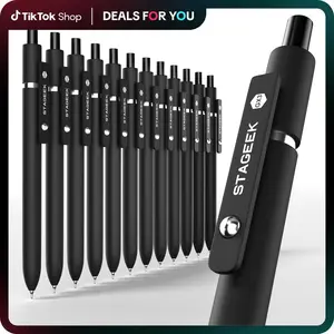 STAGEEK GX3 Fidget Gel Pens, 12 Pack 0.7mm Fine Point, Anxiety-Relieving Black Ink Pens with Click & Spin Clip for Stress, ADHD & Focus，Quick Dry Black Ink Pens, for Journaling, School, Nurse