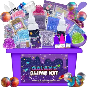 Summer Spring Gift Slime Kit for Boys, Mini Galaxy Slime Making Kit with Glow in the Dark Stickers, Glitter, Beads & Charms – Creative DIY Crafts & Stress Relief Sensory Toy Gifts for Girls Ages 6-12