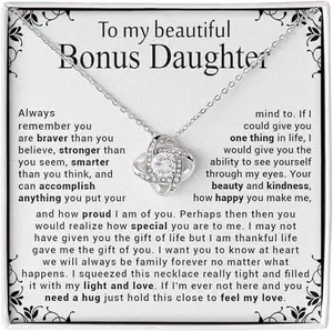 To My Bonus Daughter Necklace, Bonus Daughter Necklace, Bonus Daughter Gifts, Daughter In Law Gifts From Mother In Law, Bonus Daughter Necklace From Stepdad Stepmom, Jewelry Box For Daughter