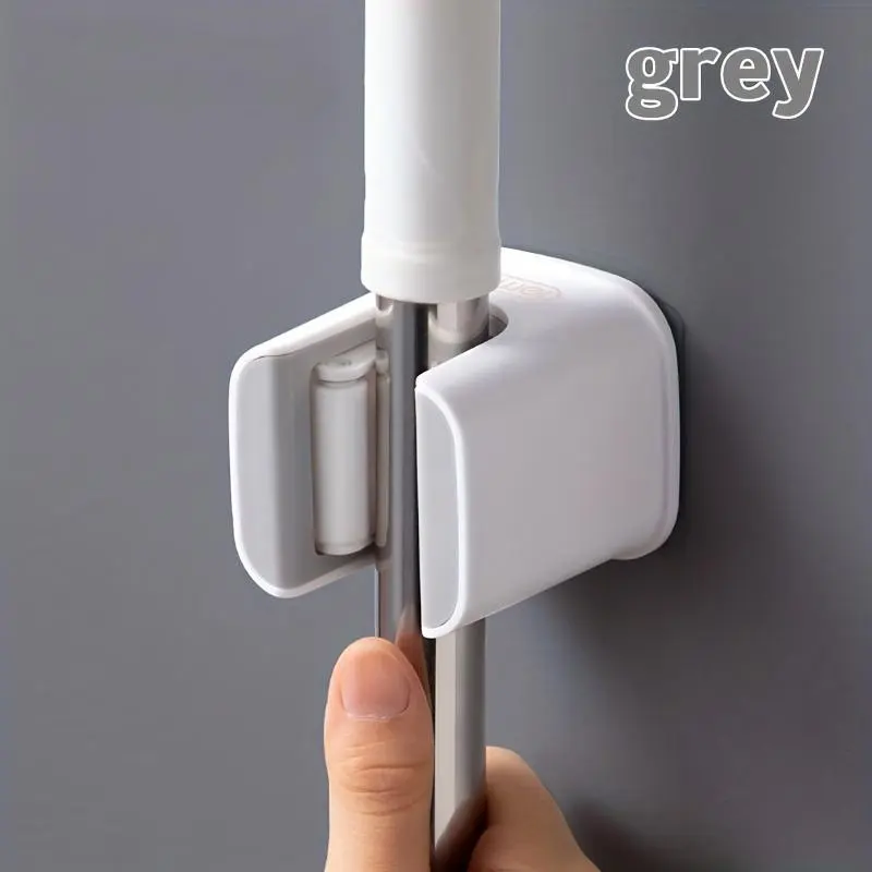 1pc, Mop Hook, Mop Clip, Punch-free Wall Mounted Mop and Broom Storage Clip, Adhesive Mop Storage Holder, Mop Hanging Rack, Multifunctional Tools Storage Clip for Bathroom Kitchen Garden, Strong Sticky, Cleaning Accessories, Household Gadgets