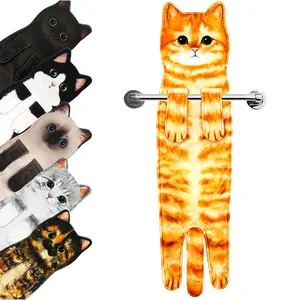 Funny Cat Hand Towels for Bathroom Kitchen Decor Towel,Cute Decorative Hanging Face Towels,Super Absorbent Soft, Housewarming Gift,Cat Lovers Gifts for Women, Soft Cleaning Towel