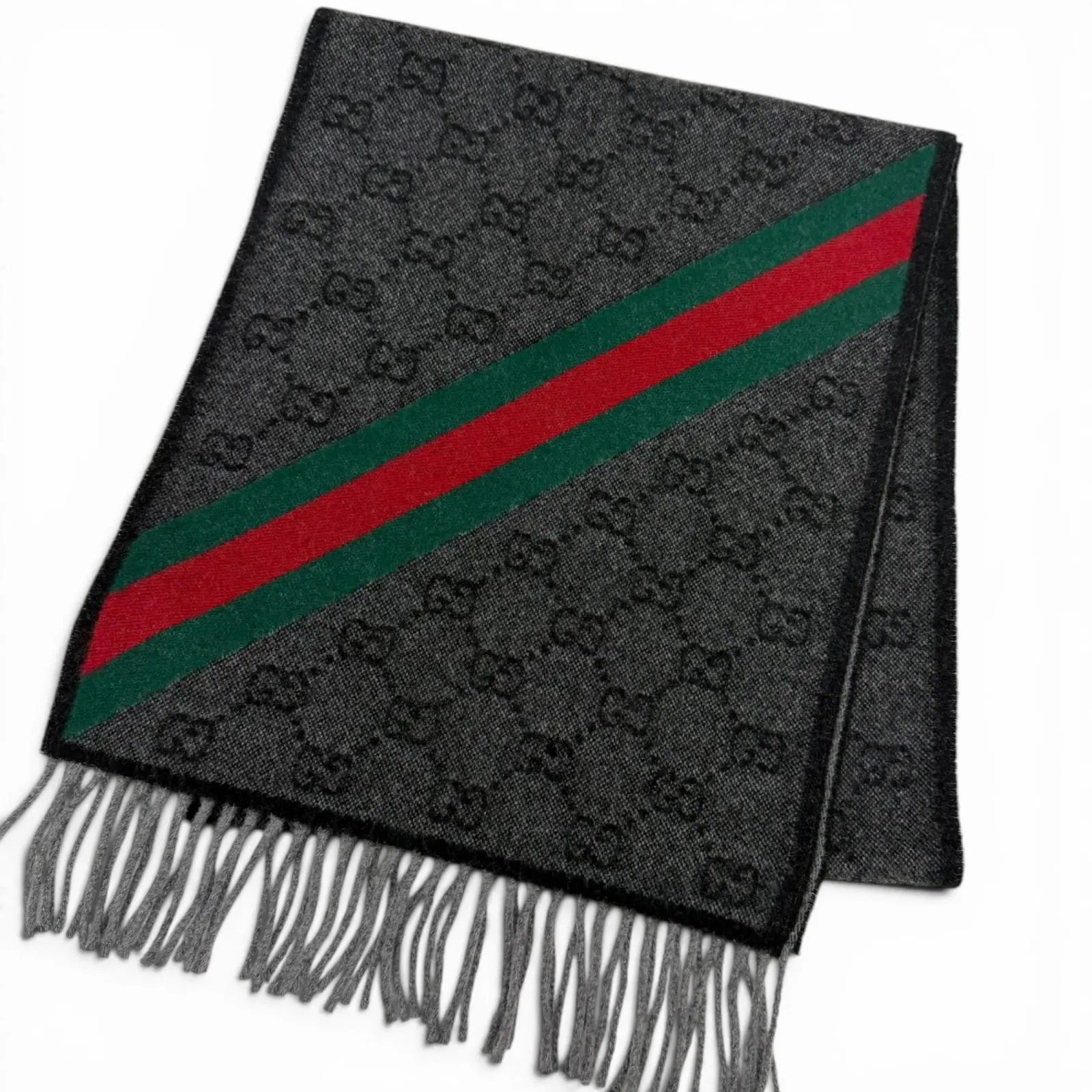 Pre-owned GUCCI Wool Small Leather Goods GG Scarf