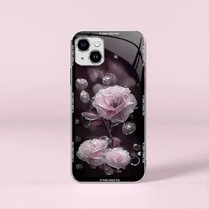 Night Dew Flower for【iPhone 14 Plus】Elegant Electroplating Glass Case--975