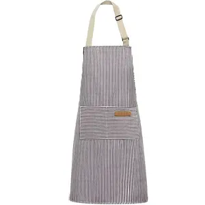 Striped Halter Breathable Apron Unisex American Simple BBQ Chef Coffee Shop Gardening Workwear Apron Kitchen Cooking Aprons
