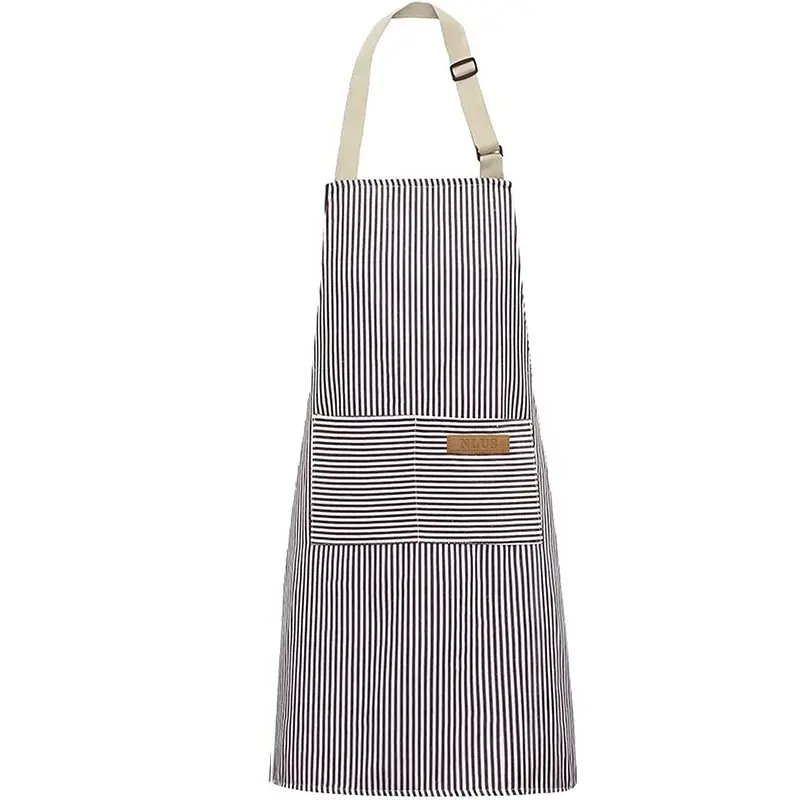 Striped Halter Breathable Apron Unisex American Simple Stylish BBQ Grill Apron Chef Coffee Shop Gardening Workwear Kitchen Cooking Aprons