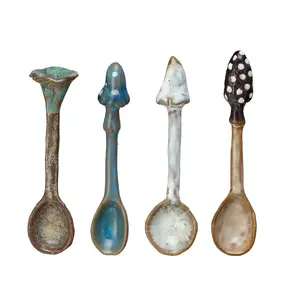 Stoneware Spoon with Mushroom Handle, 4 Styles