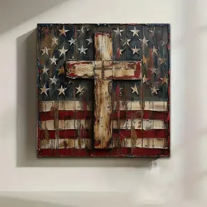 American Flag Cross Pattern DIY Diamond Arts Colorful Painting Kit without Frame, DIY 5D Diamond Arts Colorful Painting Kit, Wall Art Decor for Home Office