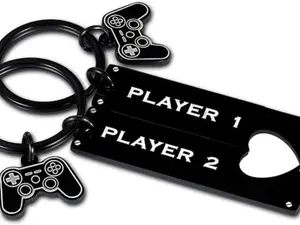Boyfriend Gifts from Girlfriend Funny Gamer Matching Keychain for Gamer Boyfriend Couple Keyring Valentine Metal Coating