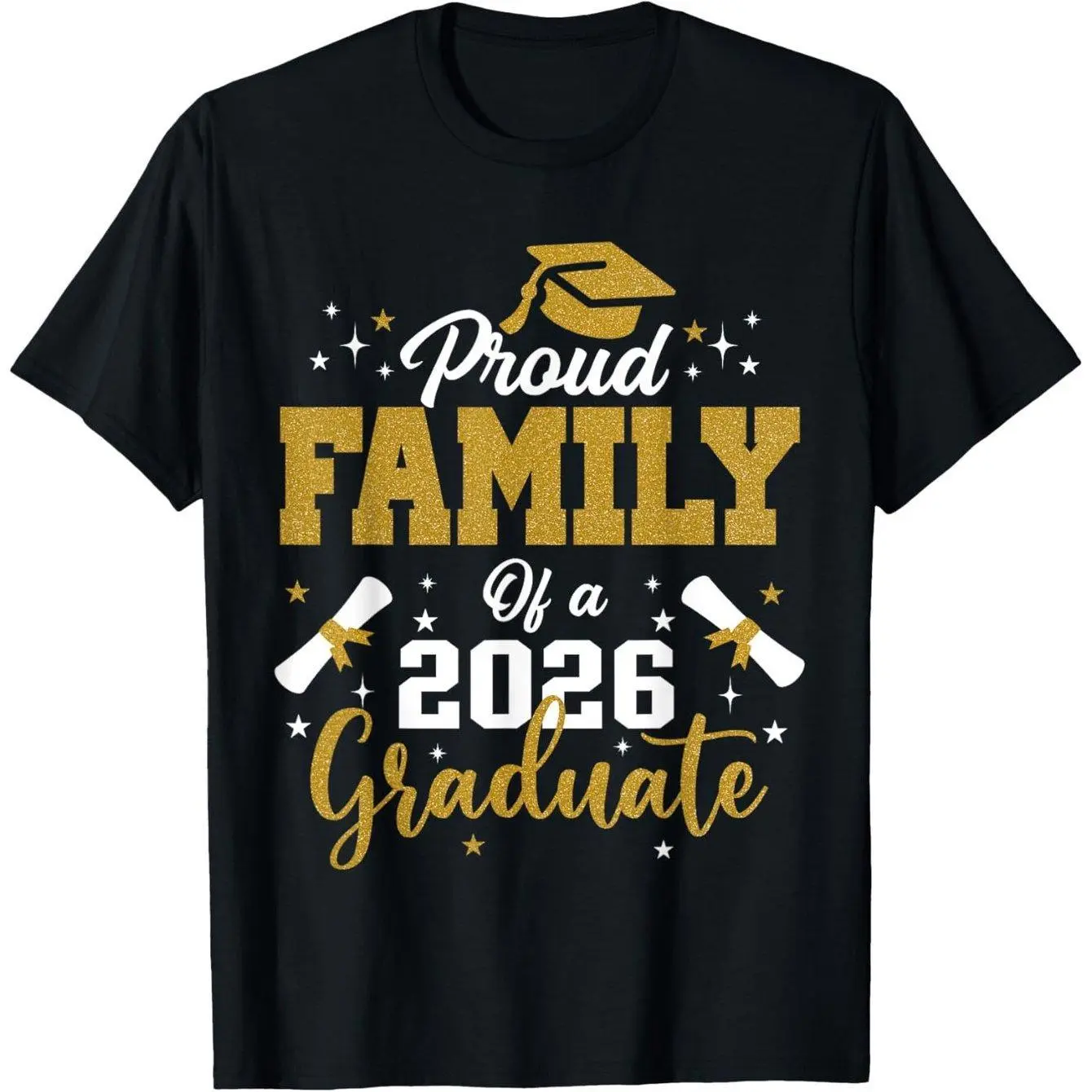 "Proud Family Of A 2026 Graduate" Graduation T-Shirt, Matching Family Graduation Tee, 2026 Graduation Party Casual Top For Adults