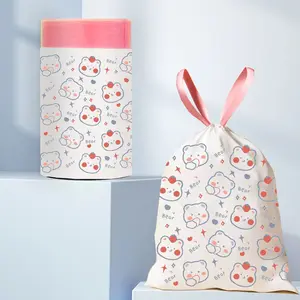 Cute Thick Tear-Resistant Drawstring Trash Bags, Disposable Auto-Close Garbage Bags, Multi-Purpose Home and Office Waste Bins