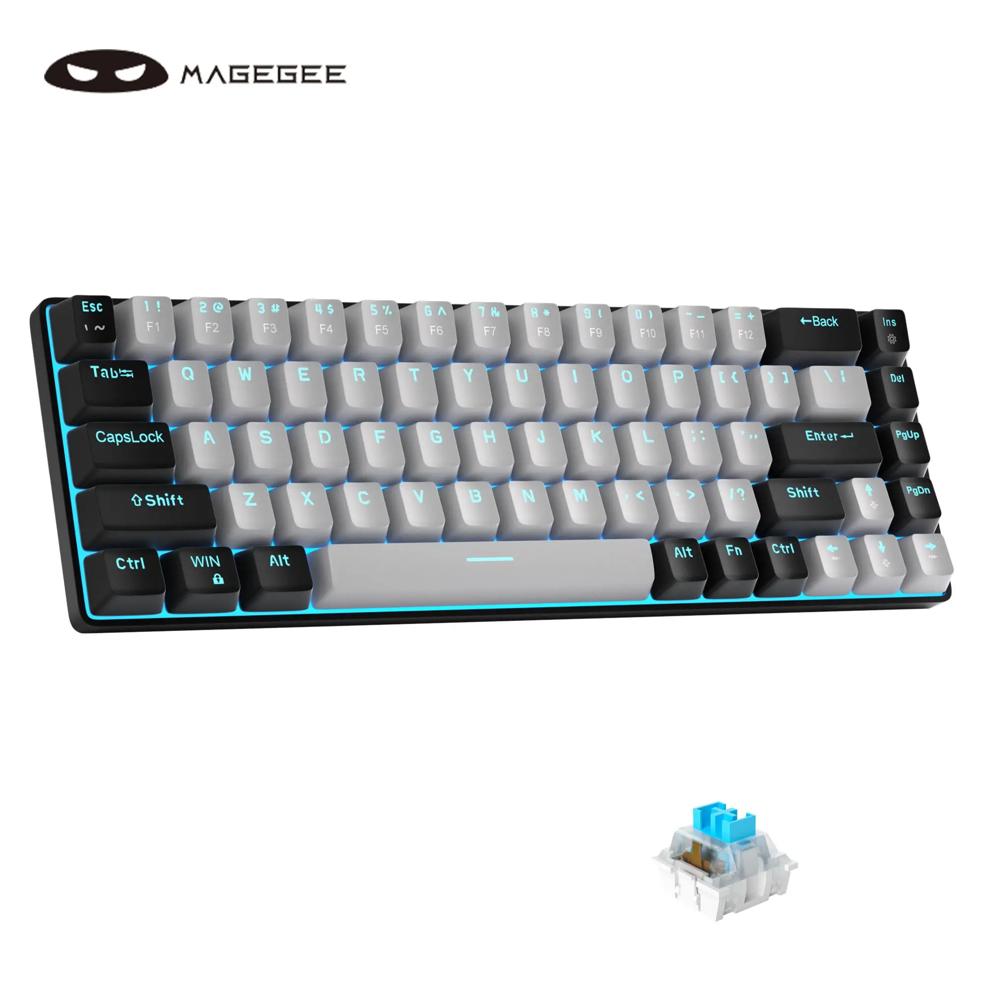 MageGee MK-BOX Portable 60% Mechanical Gaming Keyboard, Compact 68 Keys Mini Keyboard with LED Backlit, Wired Office Keyboard for Laptop PC, Gaming Ac