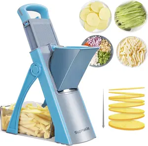 SupMaKin Upgrade Safe Mandoline Slicer Plus, Biger Size, Adjustable Vegetable Food Chopper Potato Fries Cutter, Detachable Blade, Kitchen Chopping Artifact, Gift (SkyBlue),campingessentials,campinggear