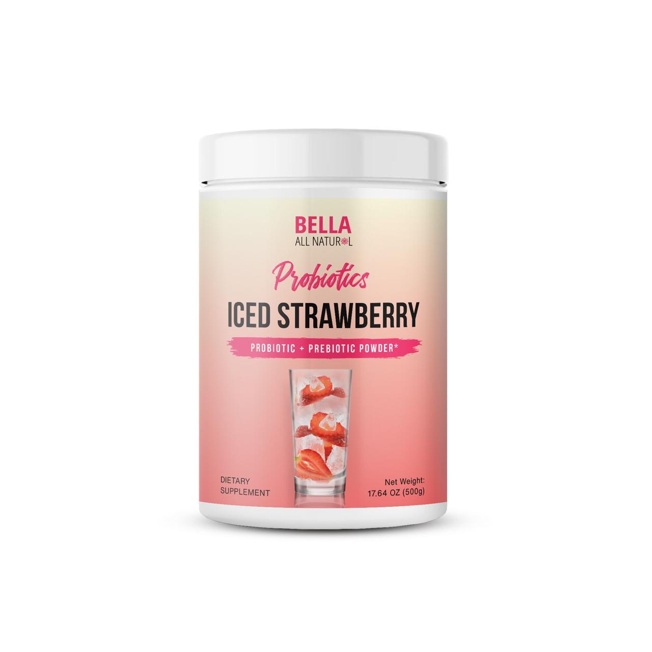 Bella All Natural Probiotics Iced Strawberry Powder for Daily Use