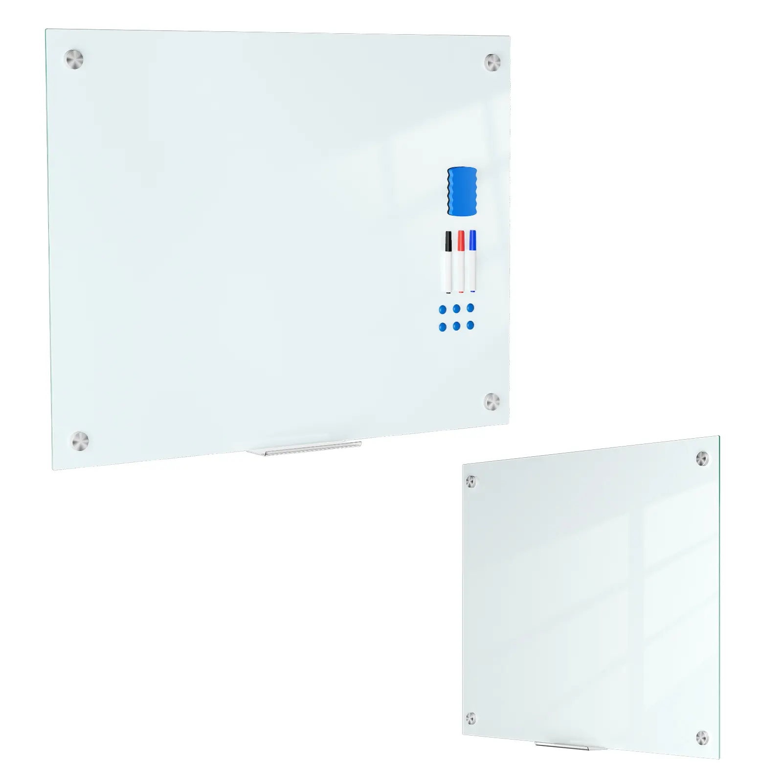 Explorinox Dry Erase Glass Whiteboard, Magnetic Glass Dry-Erase Board, Frameless Wall Mounted Whiteboard with Markers and Eraser for Office Home School