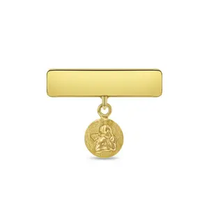 14k Gold Engravable Angel Charm Baby / Toddler / Kids Safety Pin Brooch