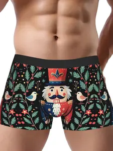 Mens Nutcracker Soldier Christmas Underwear Print Boxer Briefs