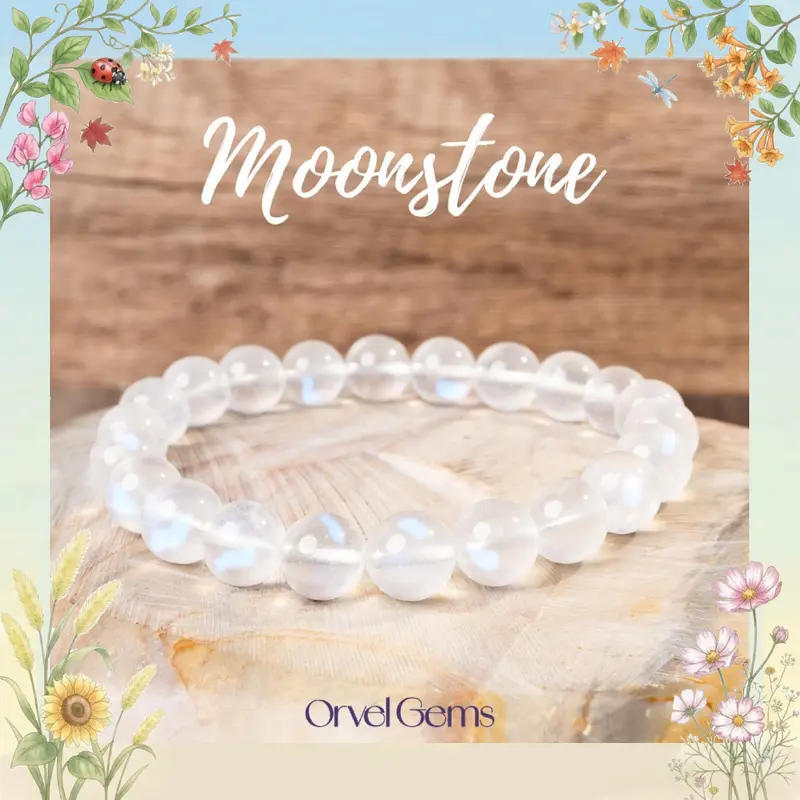 Radiant Rainbow Blue Moonstone Bracelet (4-12mm) | June Birthstone for Emotional Balance, New Beginnings & Inner Glow | Perfect Gift for Mom Feminine Energy Healing Ethereal Spiritual