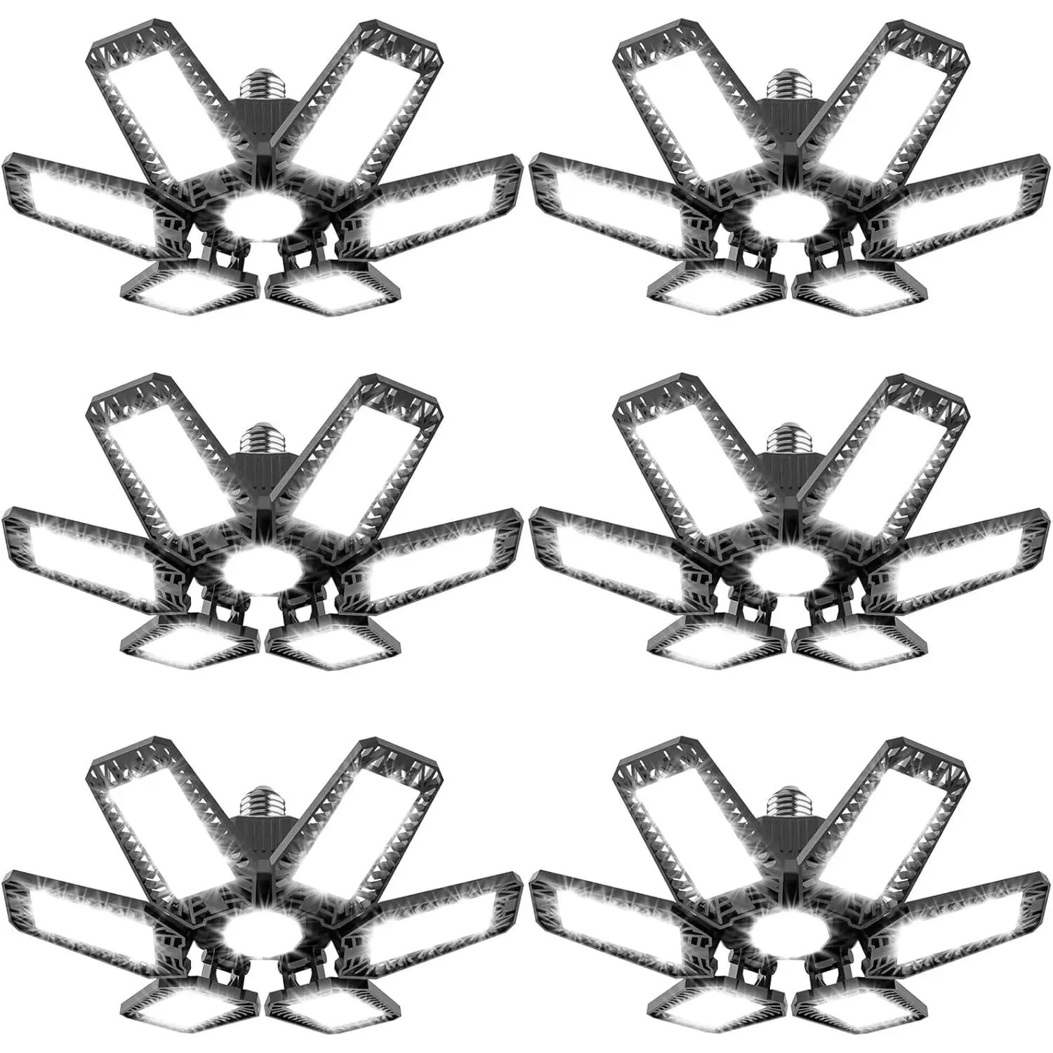 Garage Light 6 Pack 160W, 16000LM LED Lights for Garage with 6+1 Deformable Panels 6500K Screw in LED Shop Lighting for Workshop, Basement Support E26/E27