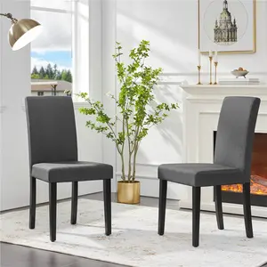 Costoffs Set of 4 Upholstered Dining Chairs, Modern Armless Side Chairs with Solid Wood Legs for Kitchen & Dining Room
