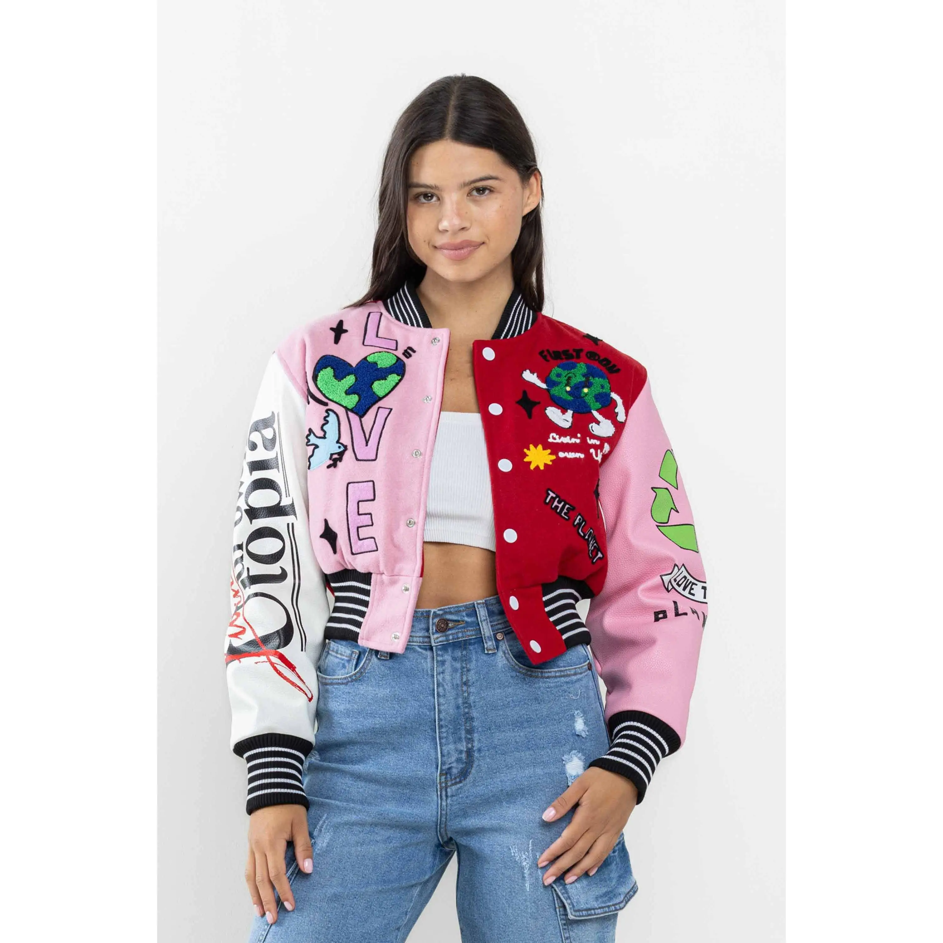 Best Planet Cropped Varsity Jacket