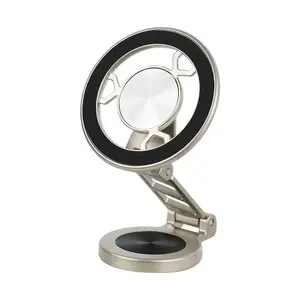 Telescoping 360-Degree Universal Magnetic Ring Car Phone Holder - Metal Navigation Bracket for iPhone 16 15, 16 Pro Max, and all phone Accessories Smartphone Cellphone Mount Stand samsung s20 car accessories Grey