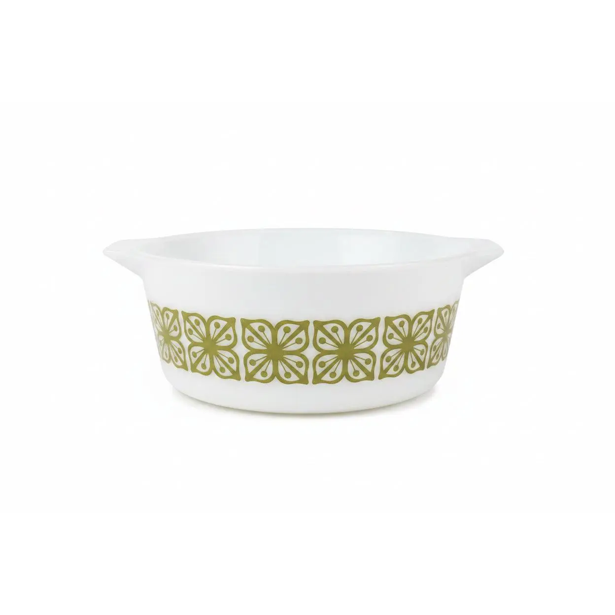 Vintage Pyrex Verde Round Square Flower 2.5 qt Cinderella Casserole Dish - Kitchen Bakeware (475 B)
