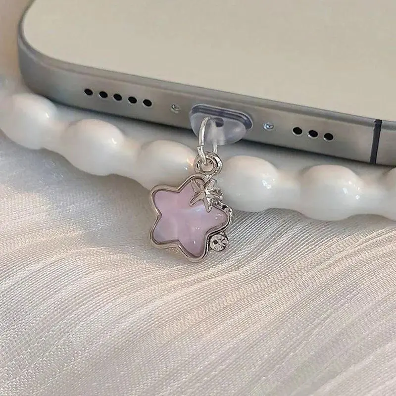 1pc Cute Diamond Star Mobile Phone Dust Plug Pendant Charm, Phone Accessory with Star Shape for iPhone, Android & Type-C Interface Decoration, Accessories, One-Piece