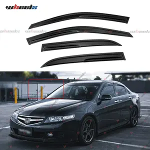 2003-2007 Honda Accord 4-Door Sedan 4-Piece Rain Guards & Sun Visors - Dark Smoke Wind Deflectors, All-Weather UV Protection, Non-Scratch Easy Install Window Auto Accessories