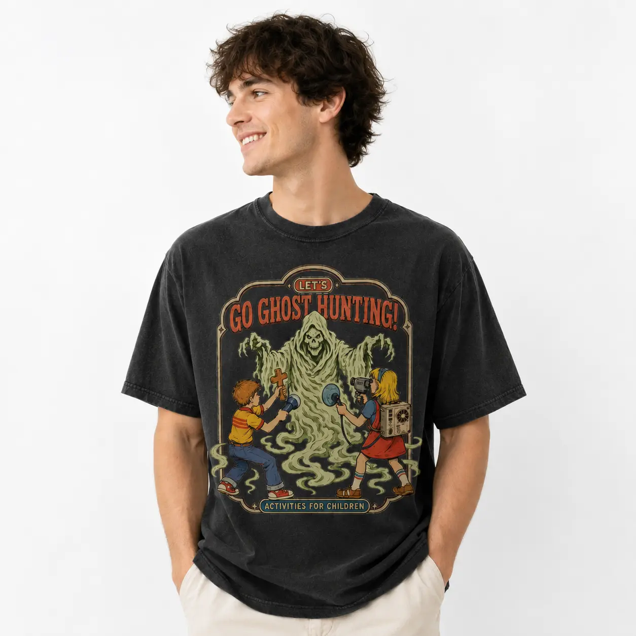 Vintage Ghost Hunting 90s Graphic Tee, Retro Dark Humor Comfort Colors Creepy Activity Shirt