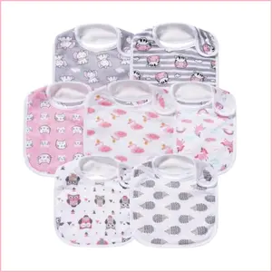 7 Pack Baby Cotton Absorbent Bibs for Drooling Teething