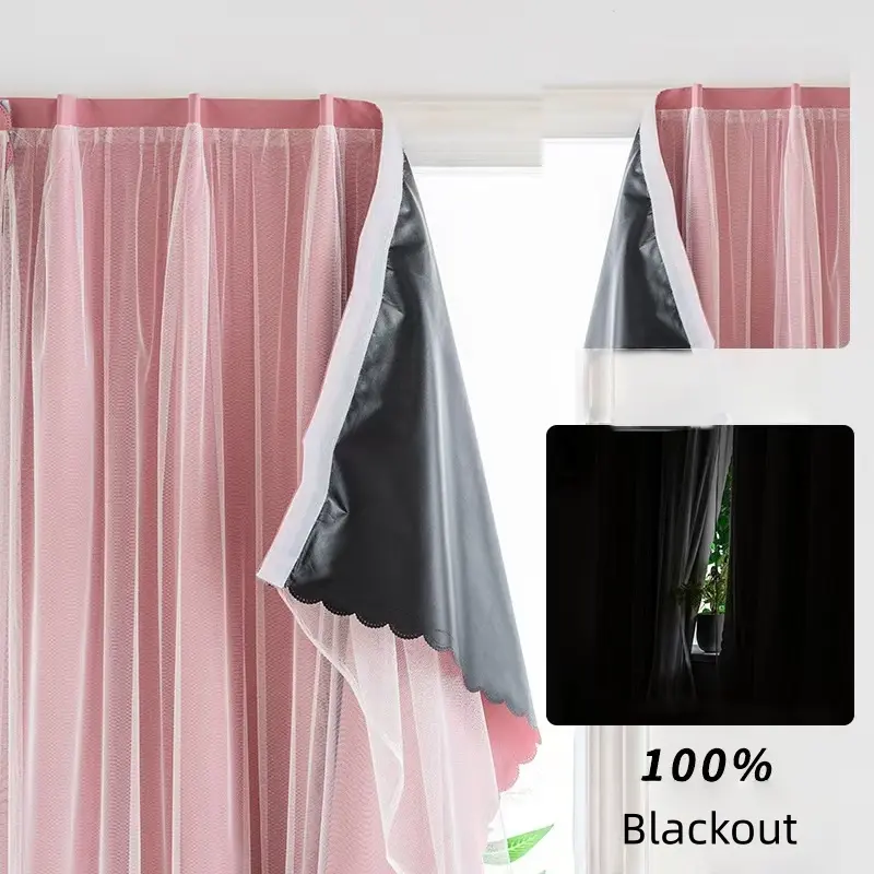 Blackout Lace Curtains, Window Curtain, Blackout Window Cover, Contemporary Style Drapes, Easy Installation No-Drill Design, Perfect for Bedroom & Living Room Light Blocking