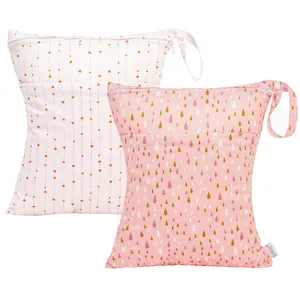 2pcs Superior Waterproof Wet Dry Bags,Reusable Two Zippered Pockets, Travel,Beach,Pool,Daycare,Soiled Items,Yoga Gym Bag,wet bag for swimsuit L-YX130131A