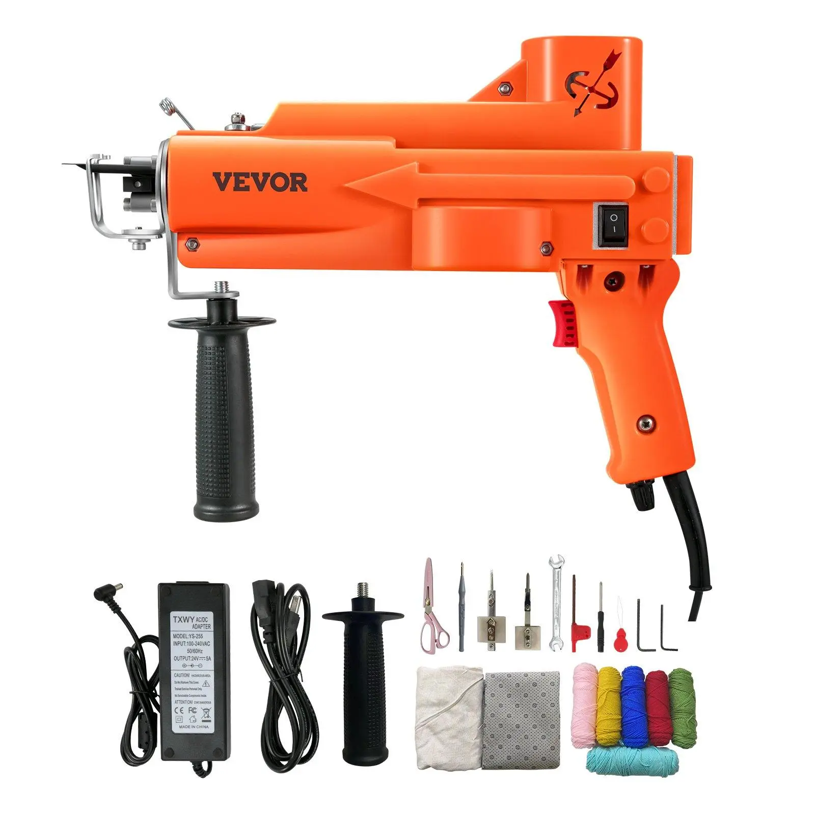 VEVOR 2-in-1 Cut & Loop Pile Tufting Gun, 110V Electric Carpet Weaving Flocking Machine Starter Kit, 7-27 Stitches/sec High-Speed Rug Making Tool, 4-25 mm Adjustable Height