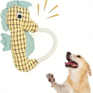 Dog Squeaky Toys with Rope Ring for Small Medium Large Breed, Heavy Duty Cotton Rope Dog Toys for Aggressive Chewers, Tug of War Dog Chew Toy for Teeth Cleaning and Boredom