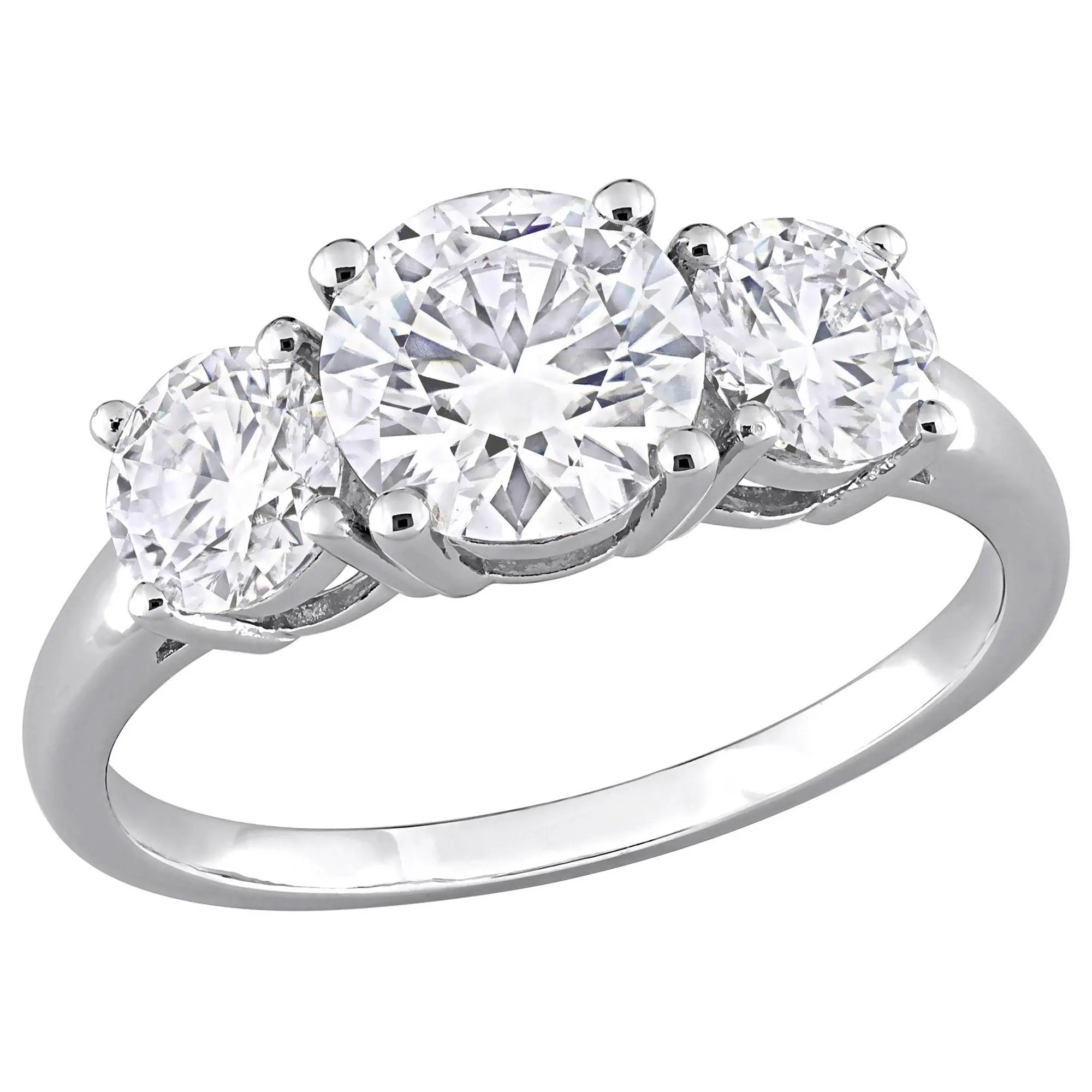 MoissanIce Moissanite 2.15 cttw 3-Stone Ring, Sterling MoissanIce Moissanite 2.15 cttw 3-Stone Ring, Sterling
