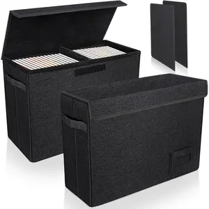 2-Pack Comic Book Organizer, Collapsible Comics Book Case With Dividers and Carrying Handles, Holds 150 Comics, 15.5" X 7.5" X 11.3" Heavy-Duty Stackable Case