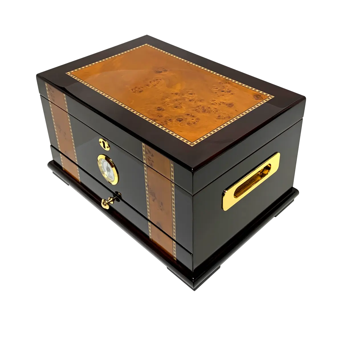 Solana Desktop Cigar Humidor w/ Rose Wood Finish | Holds 100 Cigars