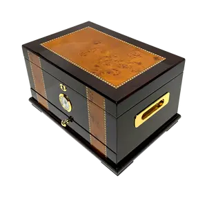 Solana Desktop Cigar Humidor w/ Rose Wood Finish | Holds 100 Cigars