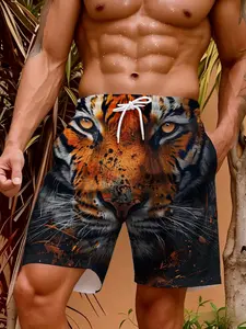 men's shorts Tiger Face Print With Orange And Black Colors 3D full-frame printing athleisure spring and summer vacation beach four seasons wearing functional pockets breathable adult