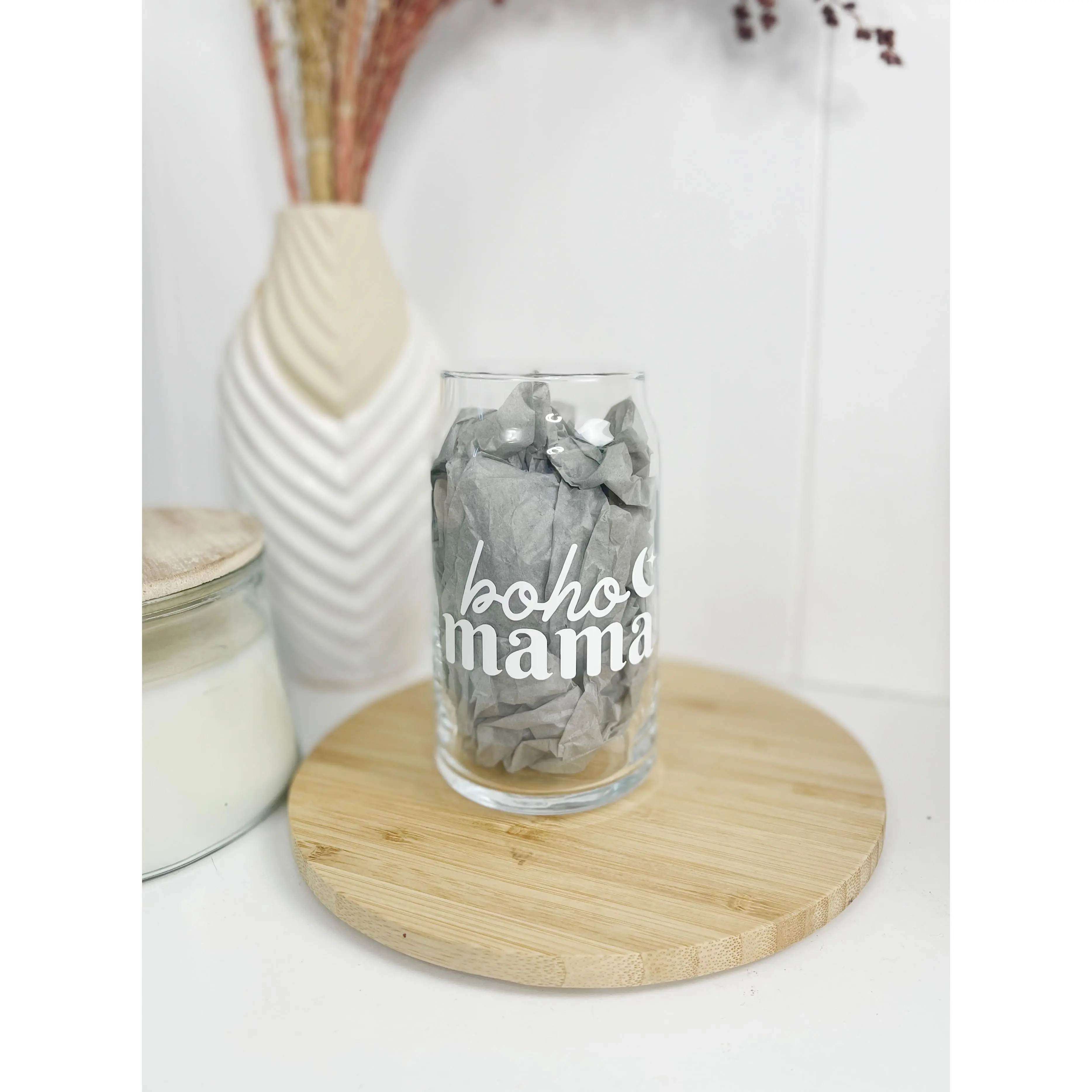 Boho Mama Beer Can Glass