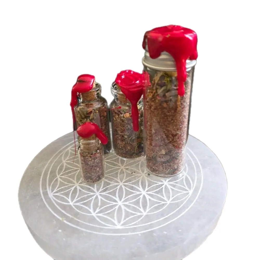 Handcrafted Love Spell Glass Jars with Traditional Herb Blend & Crystals - Mini Travel Jar for Self Love, Romance, Altar Intention Setting & Manifestation Rituals