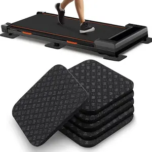 6PCS Treadmill Mat Pads, 4" x 4" x 0.2" Double-Sided Non-Slip Exercise Equipment Mat for Floor Protection, High Density Silicone Anti Vibration Pad for Treadmill, Walking Pad, Exercise Bike