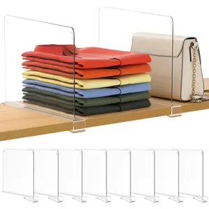 8 Pack 12 Inches [Extra Tall Version] Clear Shelf Dividers for Organization Acrylic Closet Vertical Shelf Organizer for Bedroom Kitchen and Office