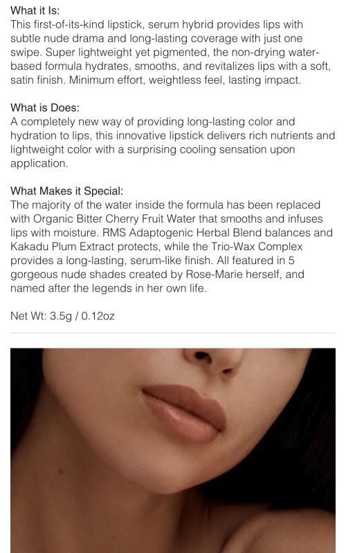 RMS Legendary Serum Lipstick: The Nudes - Lightweight, Glossy, Organic Lipstick in a Classic Design